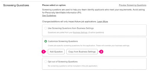 Culinary Agents - Job Specific Screening Questions